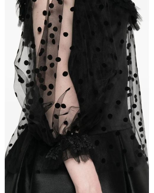 Gemy Maalouf ポルカドット レーストリム トップ Black