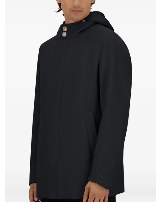 Herno Blue Hooded Trench Coat for men