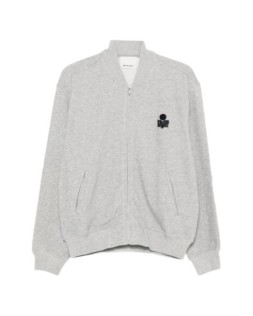 Isabel Marant Gray Marty Zip-Fastening Logo-Detail Sweatshirt for men