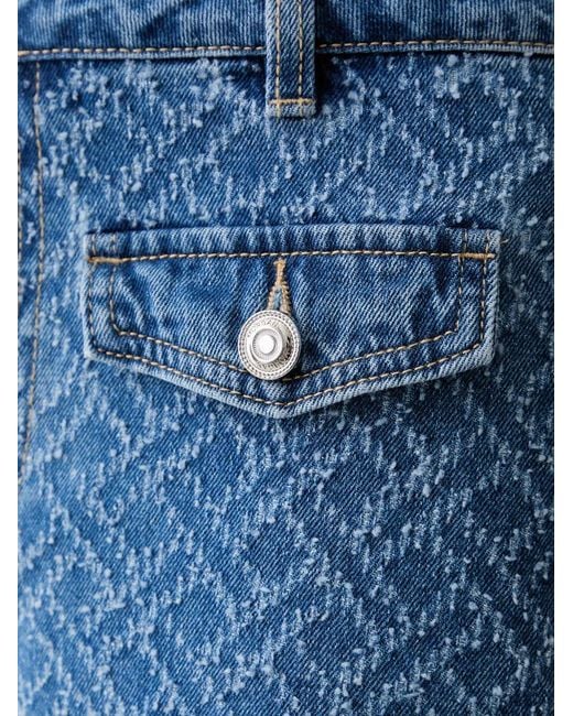 Morgan Blue Monogram-Jacquard Denim Shorts