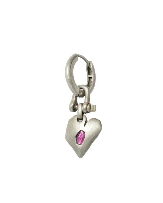Parts Of 4 White Jazz's Solid Heart Sterling And Ruby Drop Earring