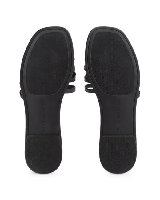 Tommy Hilfiger White Logo-Patch Multi-Strap Flat Sandals