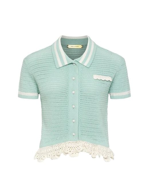 Hellessy Blue Nash Crochet-Knit Shirt