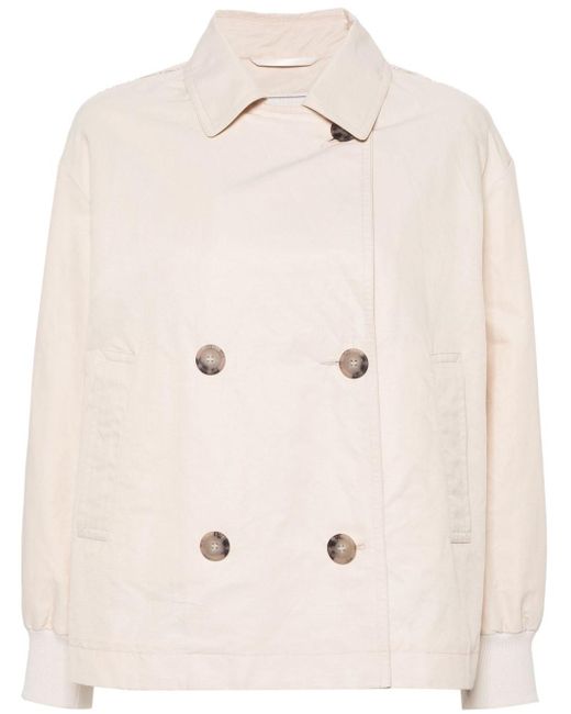 Peserico Natural Double-breasted Trench Jacket