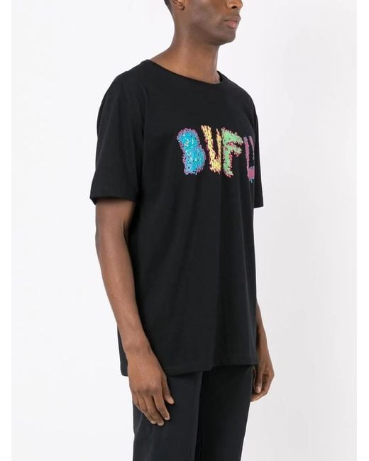 Amir Slama Black Slogan-Print Cotton T-Shirt