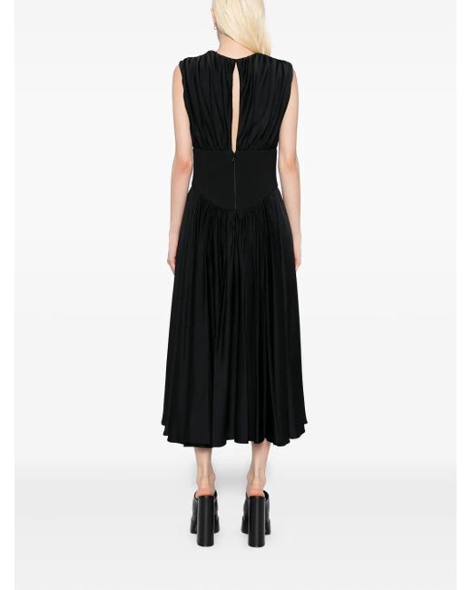 Amsale Black Back-Crepe Corset Dress