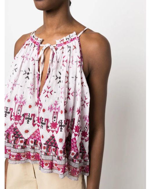Isabel Marant Red Fabino Graphic-Print Top