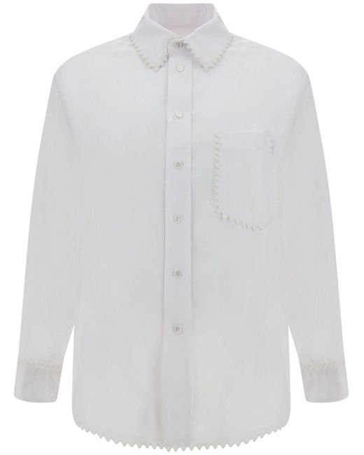 Bottega Veneta White Pinking-edge Compact Cotton Shirt