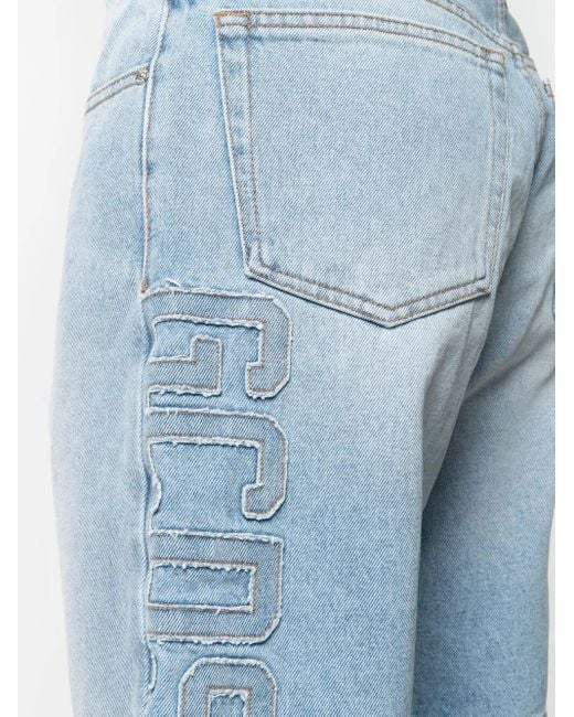 Gcds Blue Logo-Patch Denim Shorts for men