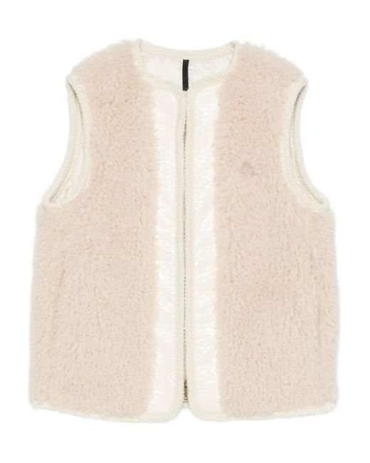 Moncler Natural Zip-Up Sleeveless Jacket