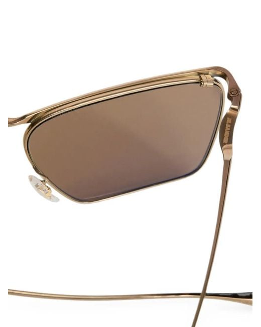 Jil Sander Metallic Wireframe Geometric-Frame Sunglasses