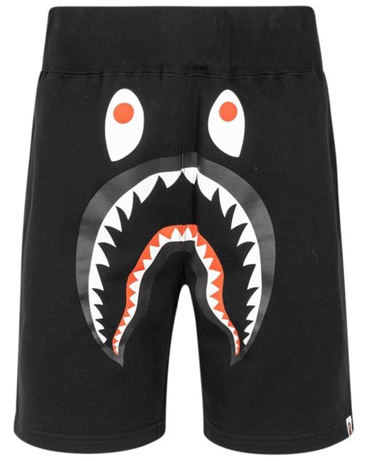 A Bathing Ape Cotton Shark Track Shorts in Black for Men | Lyst