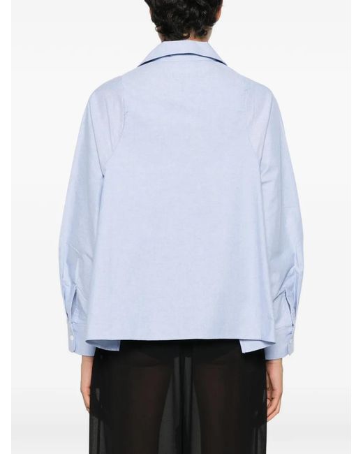 Psophia Blue Spread-Collar Long-Sleeve Shirt