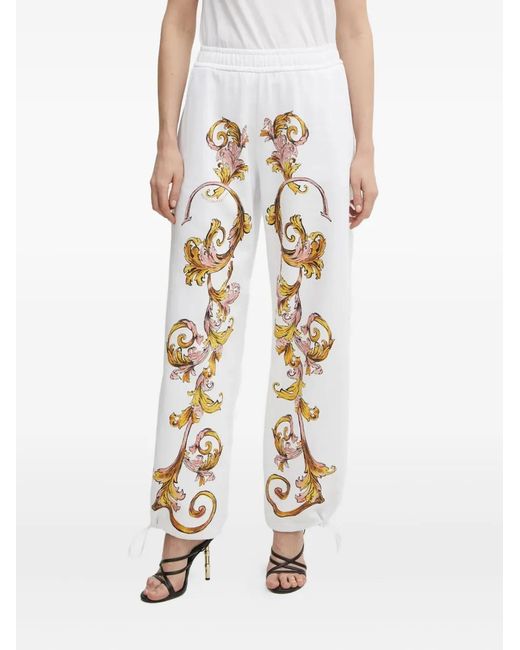 Versace Jeans Couture White Baroque-Print Pants