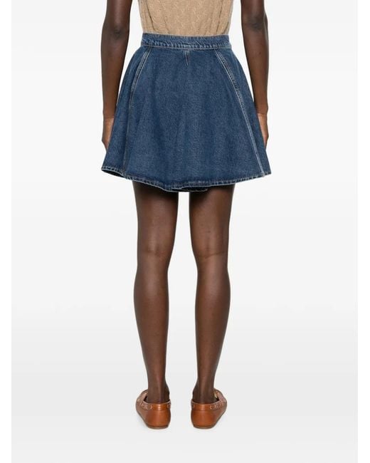 Maje Blue Flared Mini Denim Skirt