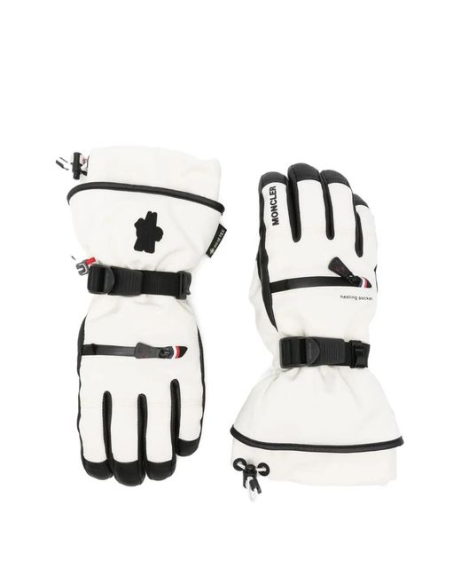 Moncler White Panelled Ski Gloves