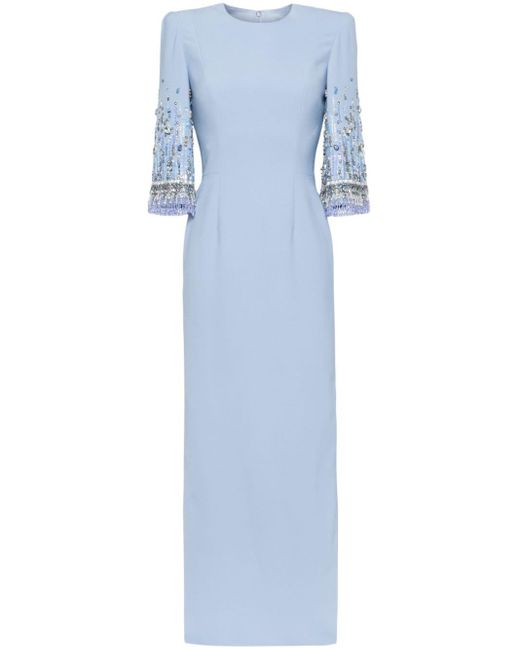 Jenny Packham Blue Bergman Embellished Maxi Dress