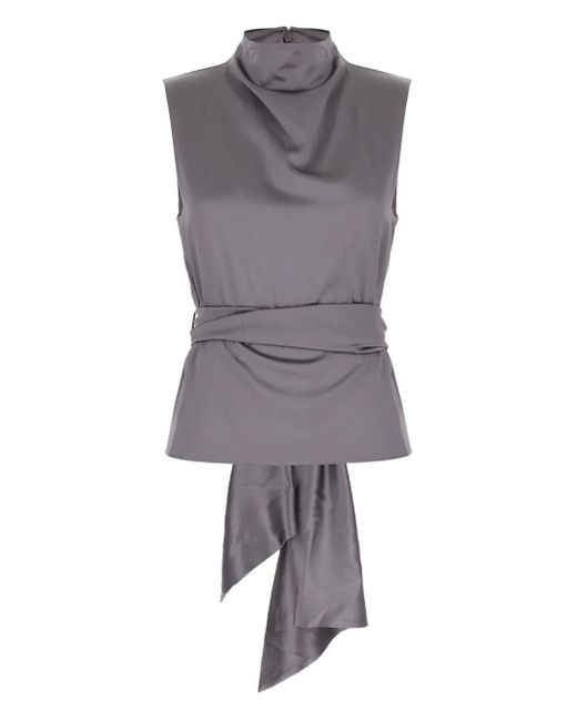 Danamé Gray Tiffany Tie Blouse