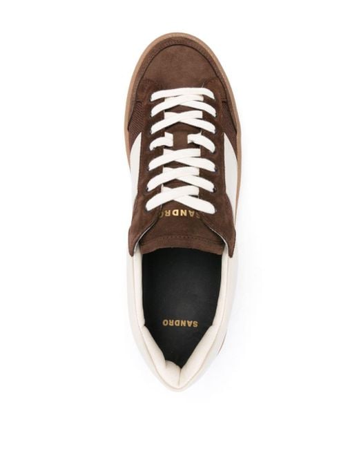 Sandro Brown Mesh-detailed Leather Sneakers for men