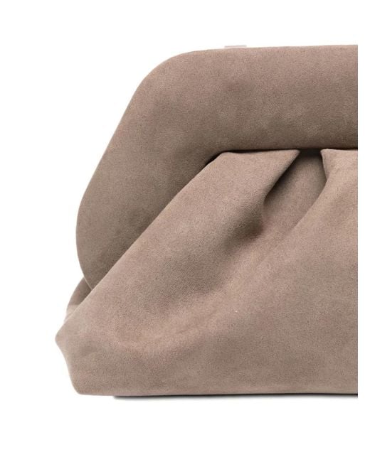 THEMOIRÈ Brown Tia Ruched Clutch Bag