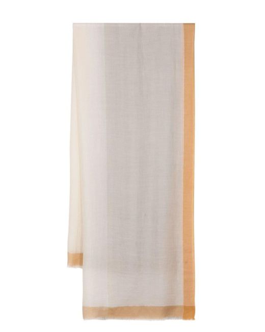 N.Peal Cashmere White Contrasting-border Cashmere Scarf