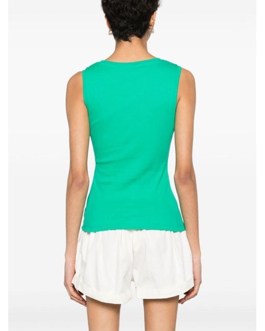 Karl Lagerfeld Green Logo-embroidered Tank Top