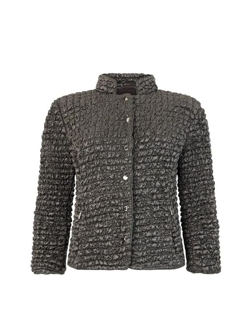Moorer Gray Ruched Mock-Neck Jacket
