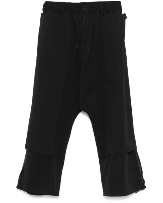 Y-3 Black 3-Stripes Open-Hem Track Pants for men