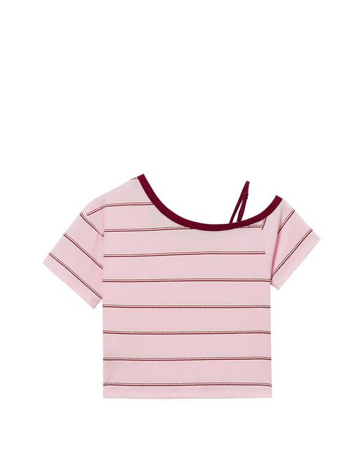 Mini Cream Pink Striped Cut-Out Top