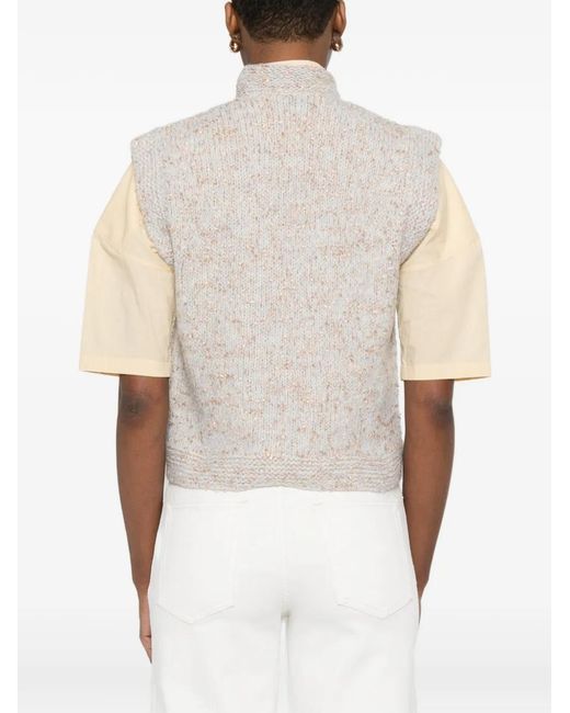 Forte_forte White Sleeveless Cardigan