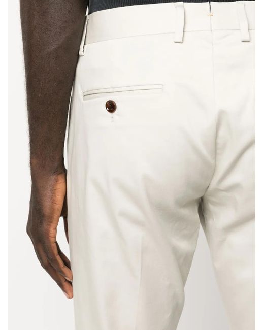Moorer White Mid-Rise Tailored Trousers for men