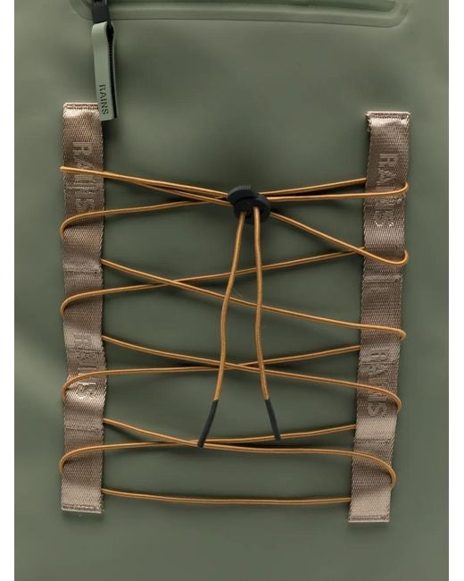 Rains Green Large Drawstring Rolltop Backpack for men