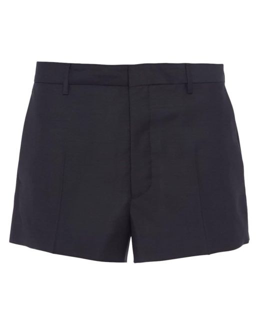 Prada Blue Triangle-logo Mohair-wool Shorts for men