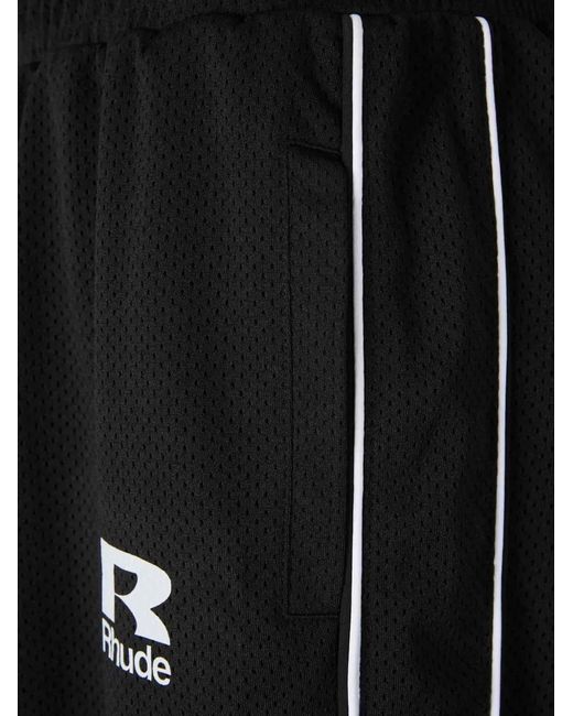 Rhude Black Mesh-Piping Track Pants for men