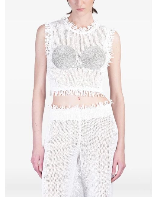 Top de punto en espiral Nue de color White