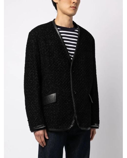 Junya Watanabe Black V-Neck Single-Breasted Jacket for men