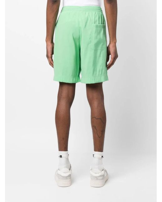 MSGM Green Elasticated-Waistband Shorts for men