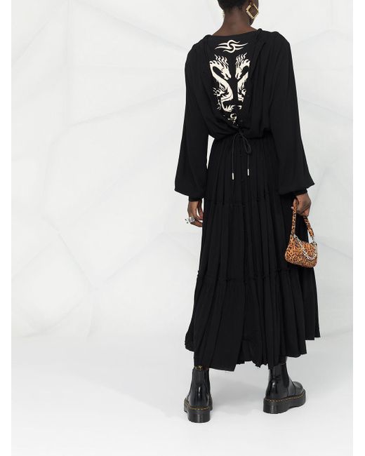 DIESEL Black Kleid mit Drachen-Print