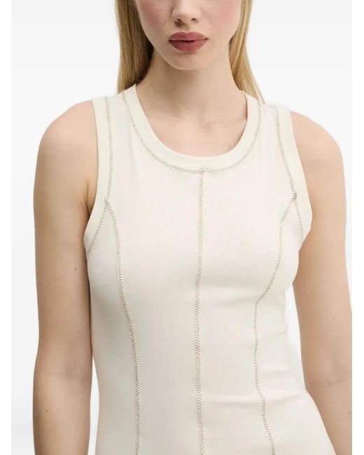 Desigual White Stitching Sleeveless Midi Dress