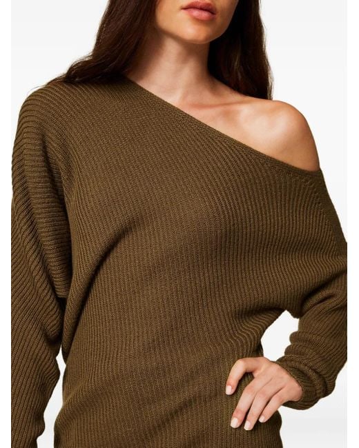 Twinset Green Asymmetric Ribbed Sweater