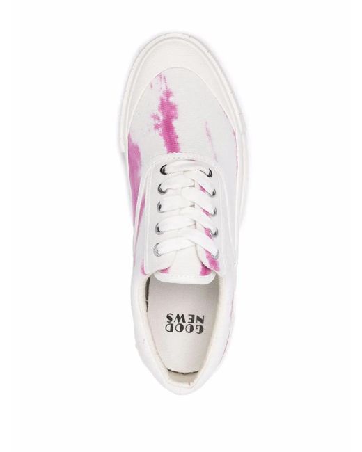 Goodnews White Opal Tie-Dye Print Sneakers for men
