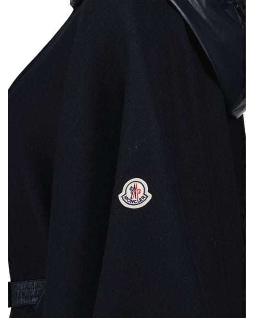 Moncler Blue Hooded Belted Cape