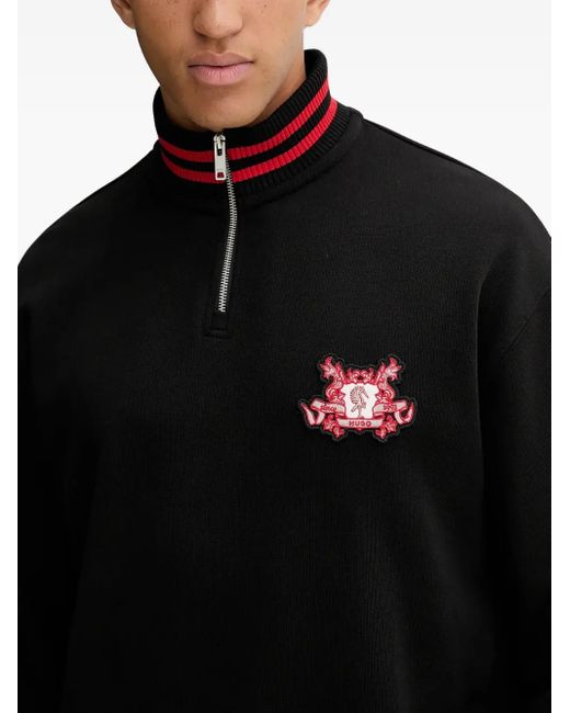 Sweat Zippé À Broderie HUGO pour homme en coloris Black