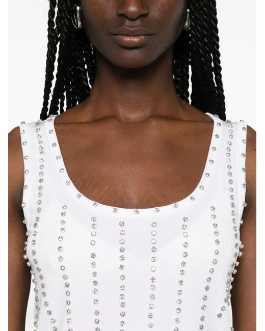 Marella White Scoop-Neck Embellished Top