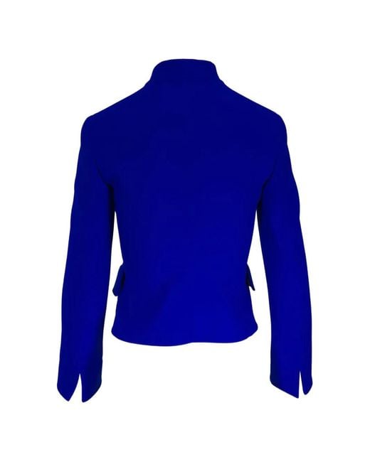 Akris Blue Mandarin-Collar Jacket