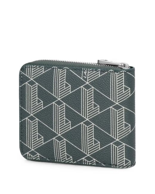 Lacoste Gray Monogram-Print Logo-Print Wallet for men