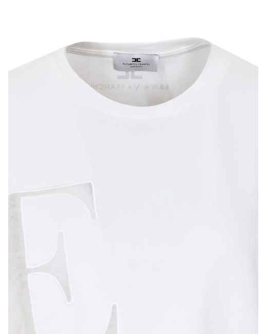 Elisabetta Franchi White Logo-Print T-Shirt