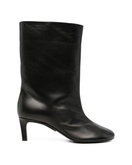 Plan C Black Pointed-Toe Leather Boots
