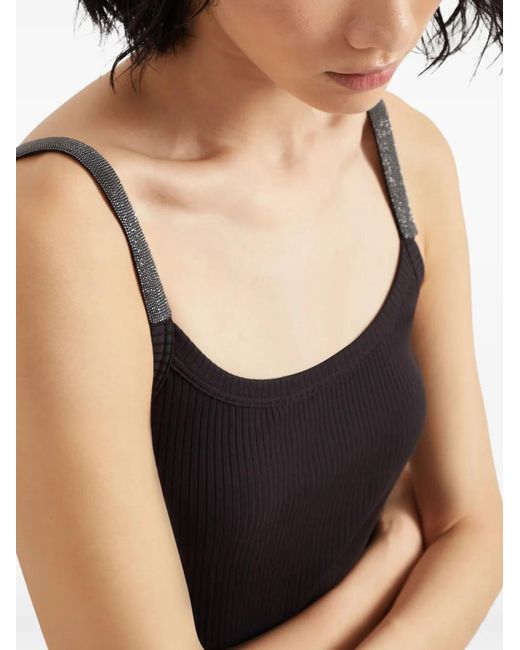 Brunello Cucinelli Black Monili-trim Tank Top