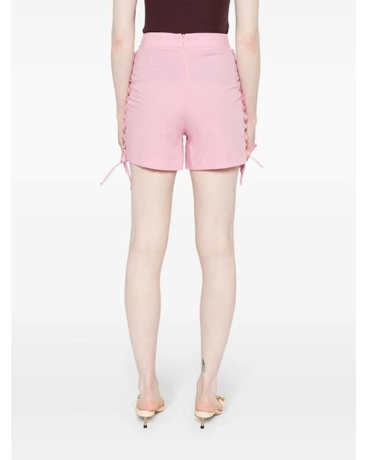 FEDERICA TOSI Pink Lace-Up Poplin Shorts